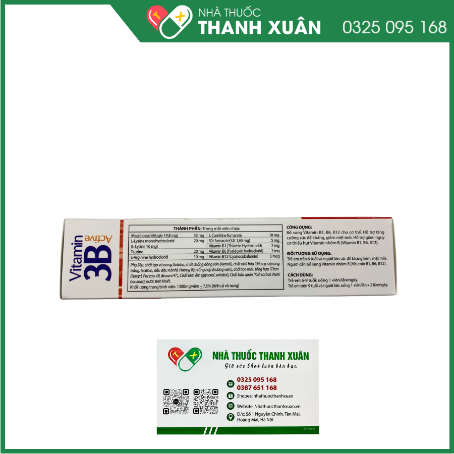 Vitamin 3B Active bổ sung vitamin B1, B6, B12 tăng đề kháng, giảm mệt mỏi